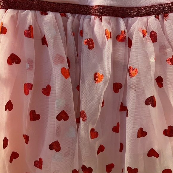 Pink Dress with Red Metallic Hearts 4T Long Sleeve Heart Girls 4 - Picture 2 of 6